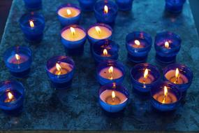 blue glass candles