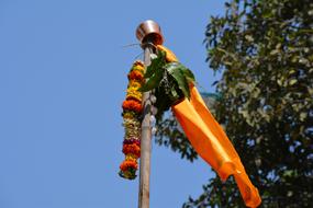 orange flag on a pole