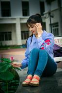 Girl and Sidebar Lotus flowers