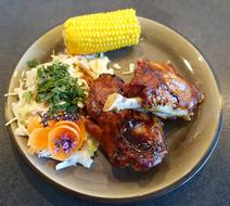 fried meat with sauce and egg