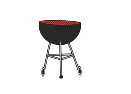 drawing of a burning grill