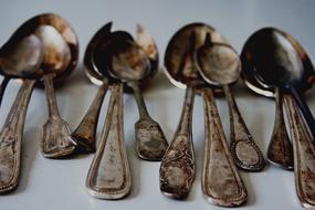 old spoons on the table