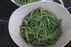 ripe green peas in a white plate