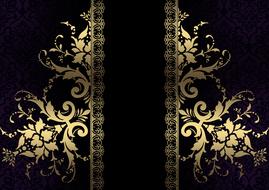 Gold patterns on a black background