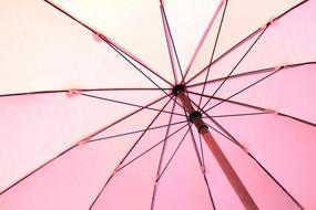 Close-up of the colorful umbrella of different shades, in light