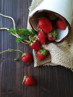 scattered sweet strawberries