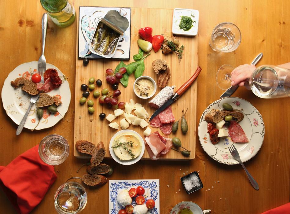 dinner is delicious on the table