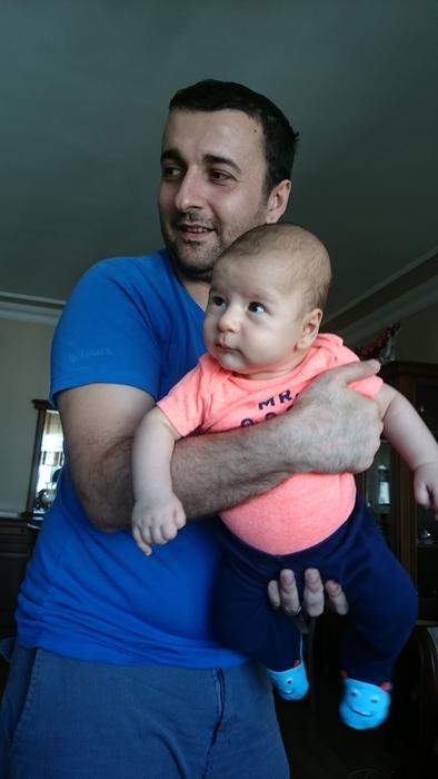 father and Young Baby Posing