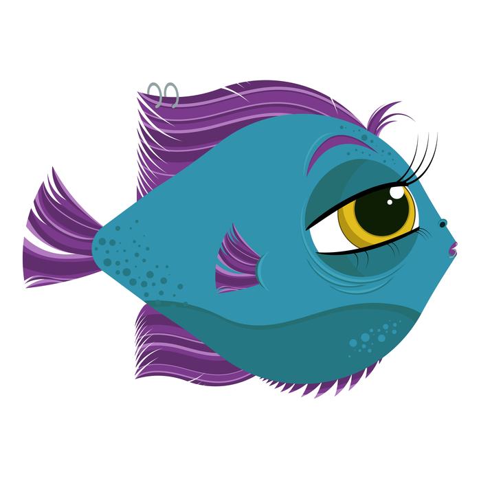 fish rock blue purple ocean sea