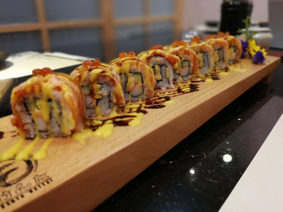 Cheese sushi on the table