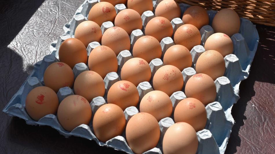 delicious eggs in a box