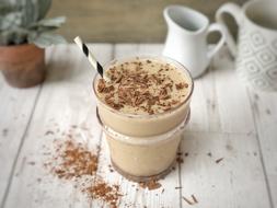 delicious drink with chocolate powder