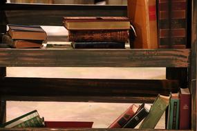 old books on shelves close-up