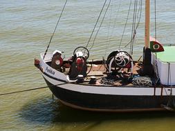 old sailboat on the rhine on a sunny day