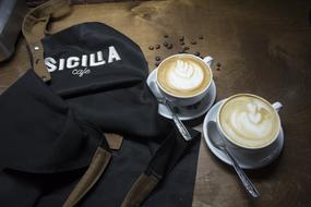 sweet cappuccino with apron