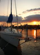 Sunset over Lake Balaton harbour