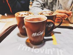 Three hot coffees are delicious