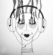music headsets sketch art figure drawing