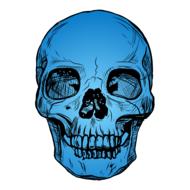 blue skeleton death symbol drawing