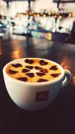 hot cappuccino in a mug