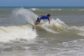 Surfer on Ocean Waves Beach