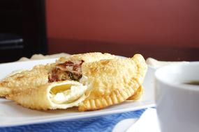 Baking with meat and a hot beverage
