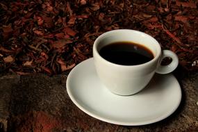 hot delicious coffee in a white mug
