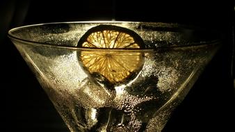 cold cocktail with lemon