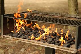 burning fire in the grill