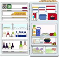 drawing of a refrigerator with food