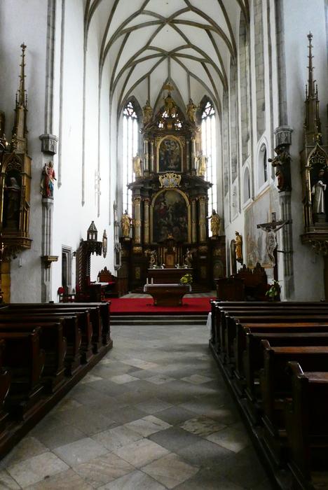 beautiful church inside with pews