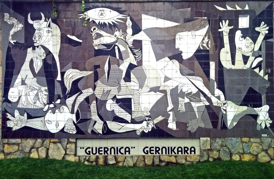 Colorful Guernica painting with shapes, in Euskadi, Spain