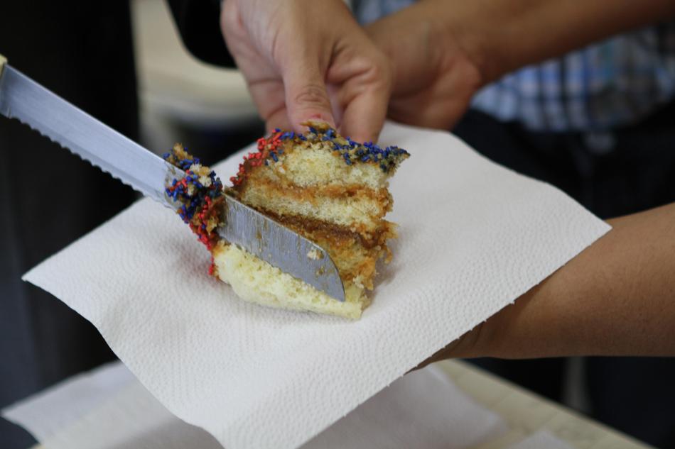 slice of cream cake on a plate