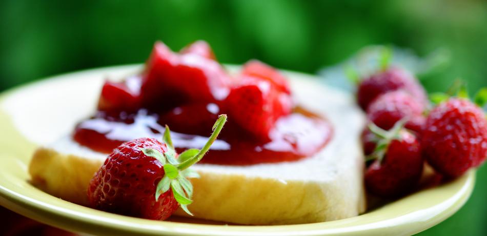 Strawberry jam on bread