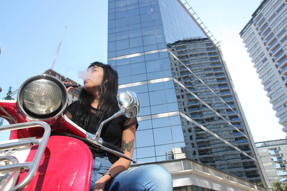 Girl on Moto in city