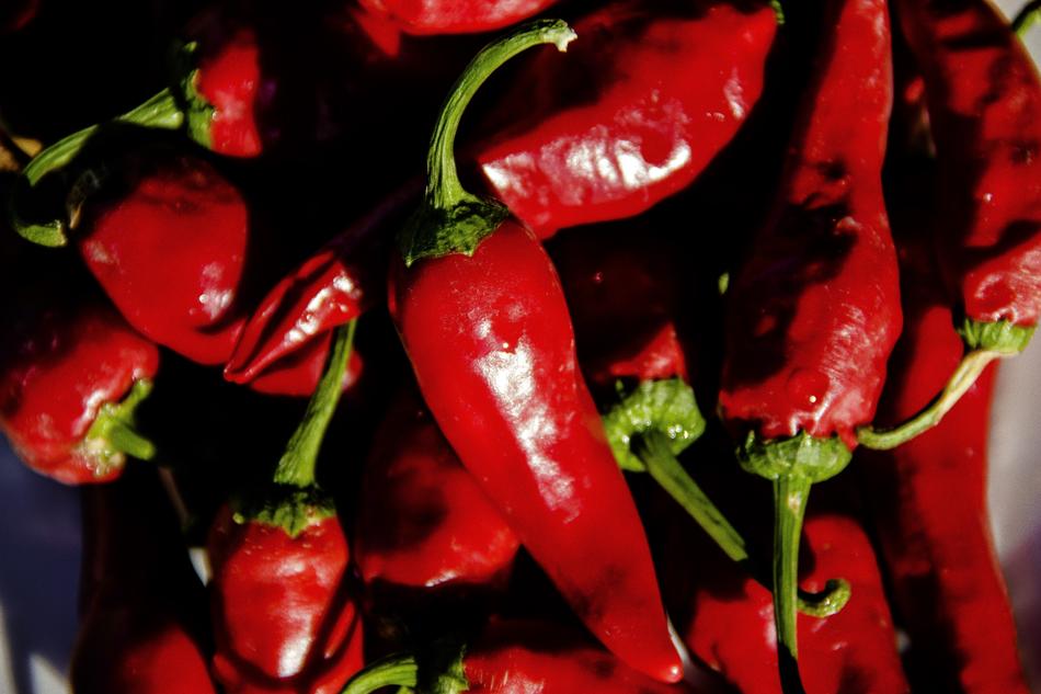 hot delicious red peppers