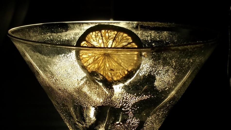 cold cocktail with lemon