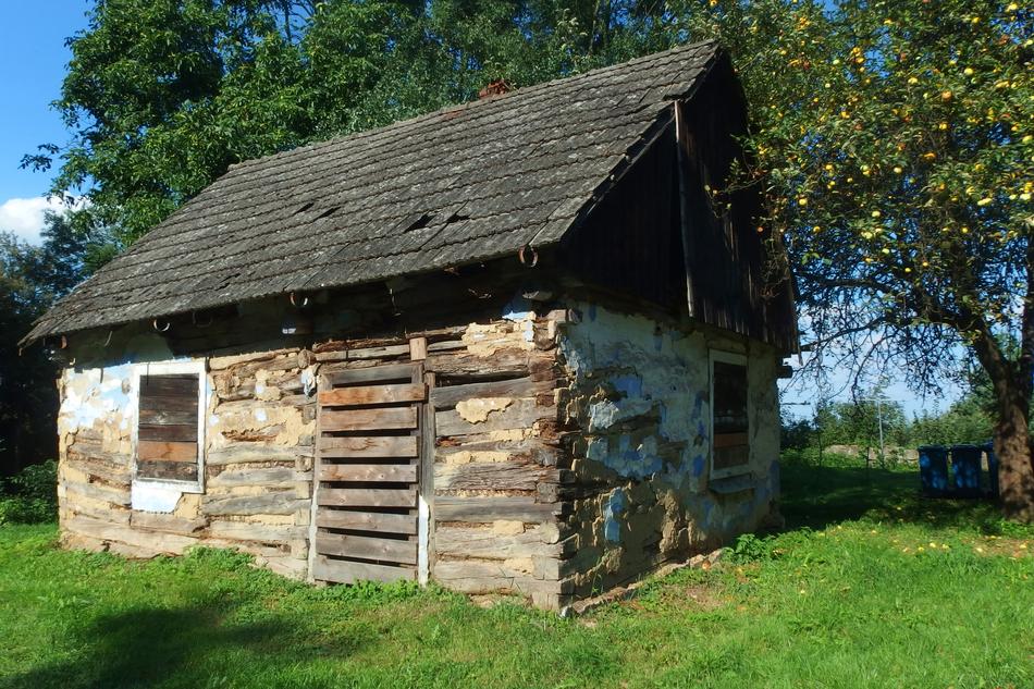 Abandoned Cottage in garden at summer