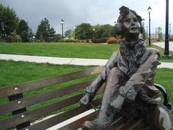 Statue Girl Tying Shoelaces