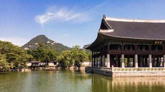 Chinese house by the water