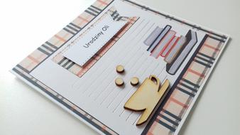 greeting card with a wooden mug