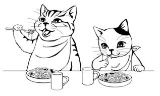 diet delicious cat pasta spaghetti