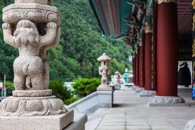 stone sculptures at the temple