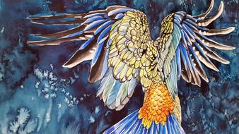 painted bird with colored feathers