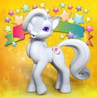 white cartoon pony on a festive background