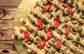 delicious pizza with spices and tomatoes