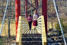 Girls On Lee Creek Footbridge Wood