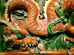 colorful Chinese dragon on the wall