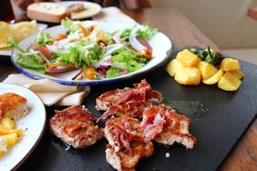 roast meat with vegetable salad