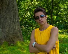 Young Man with Sunglasses in park